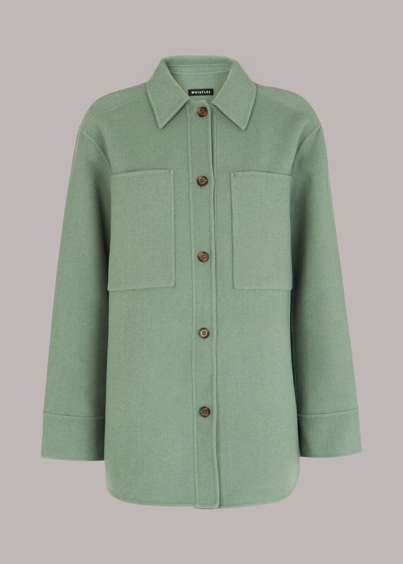 Pale Green Classic Wool Overshirt