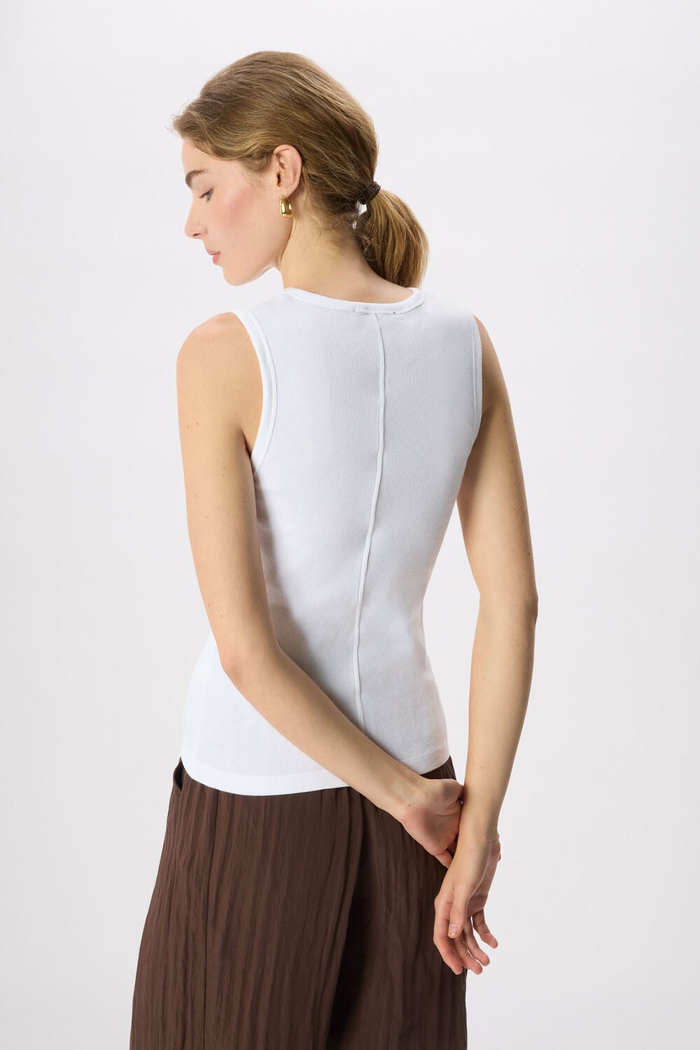 White Henley Button Front Tank