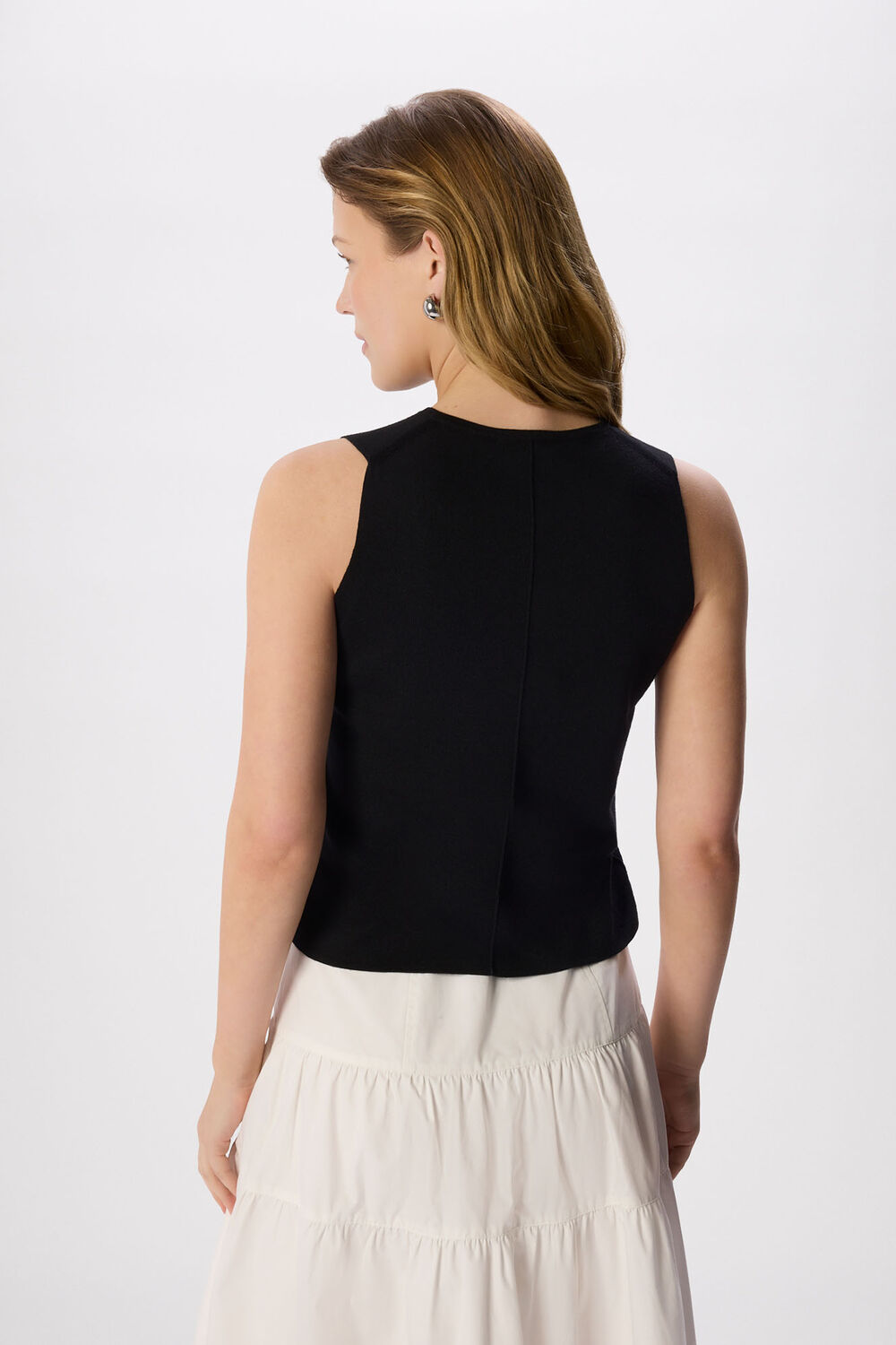 Black Lucy Button Front Knit Tank