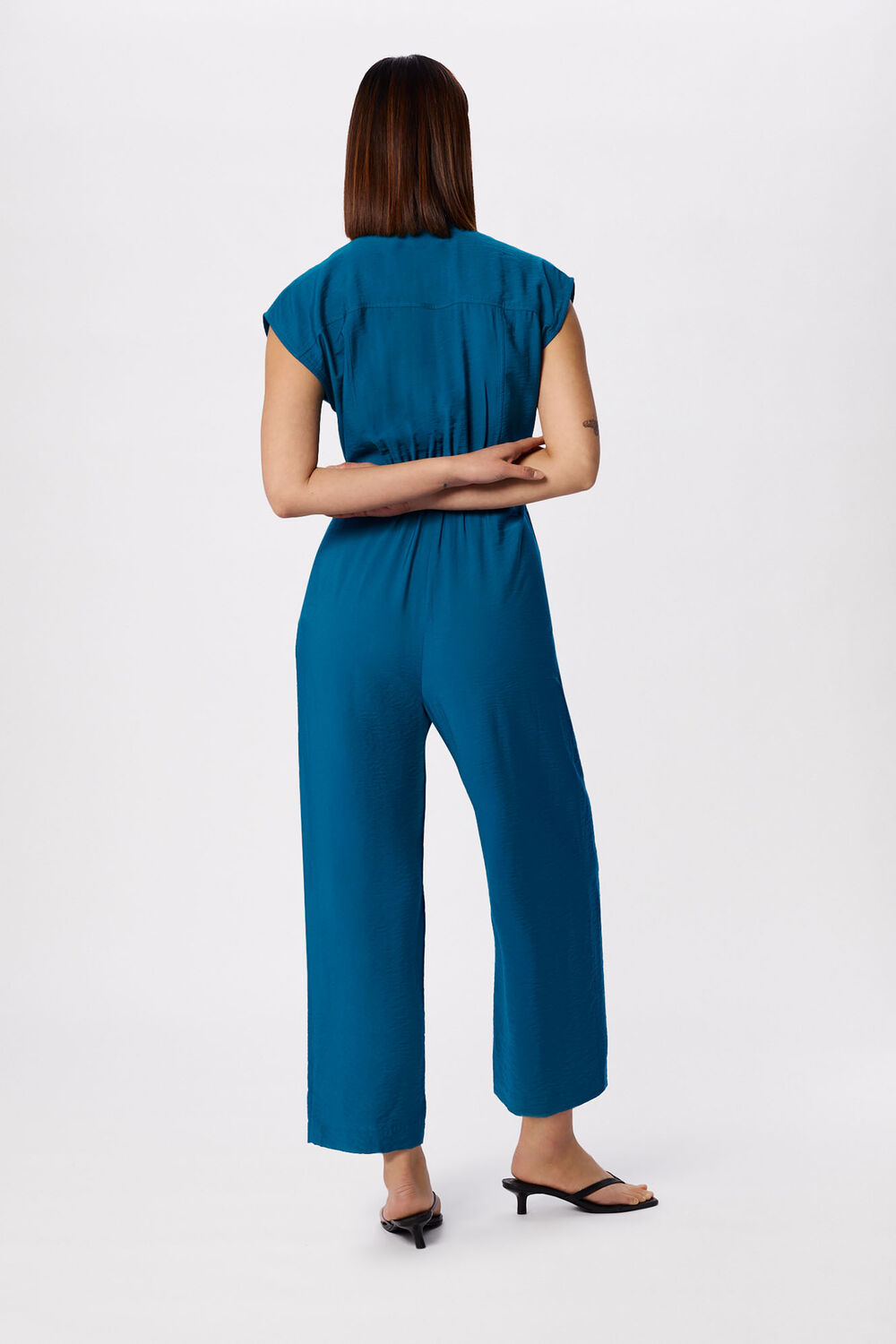 Teal Sleeveless Drawstring Jumpsuit