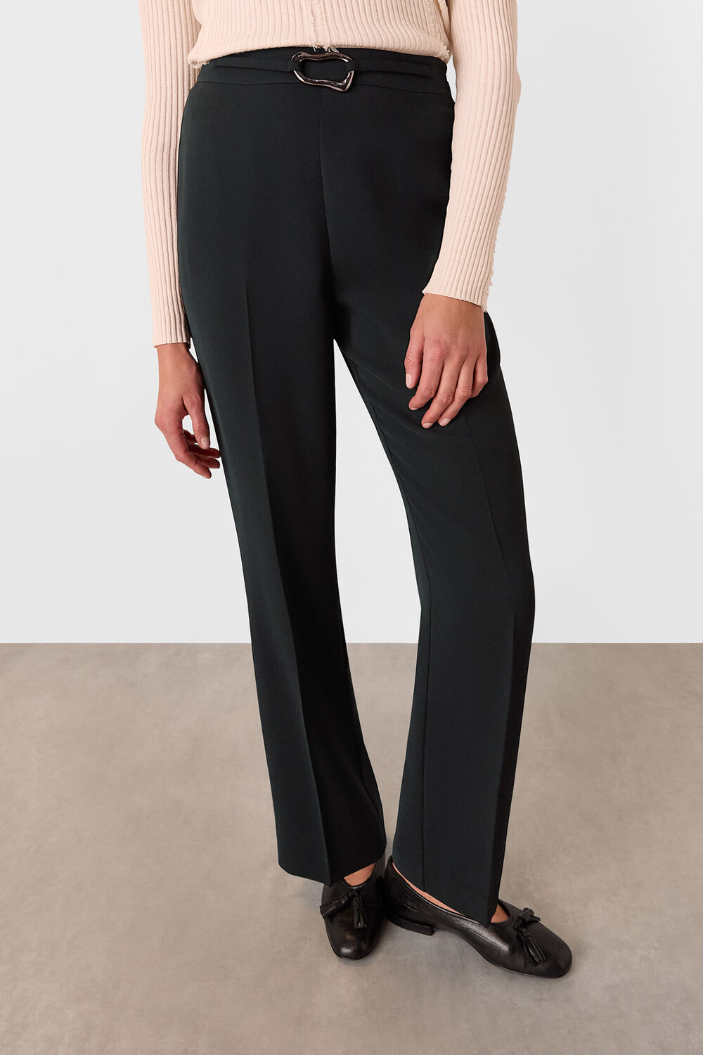 Black Corinna Belted Crepe Trouser