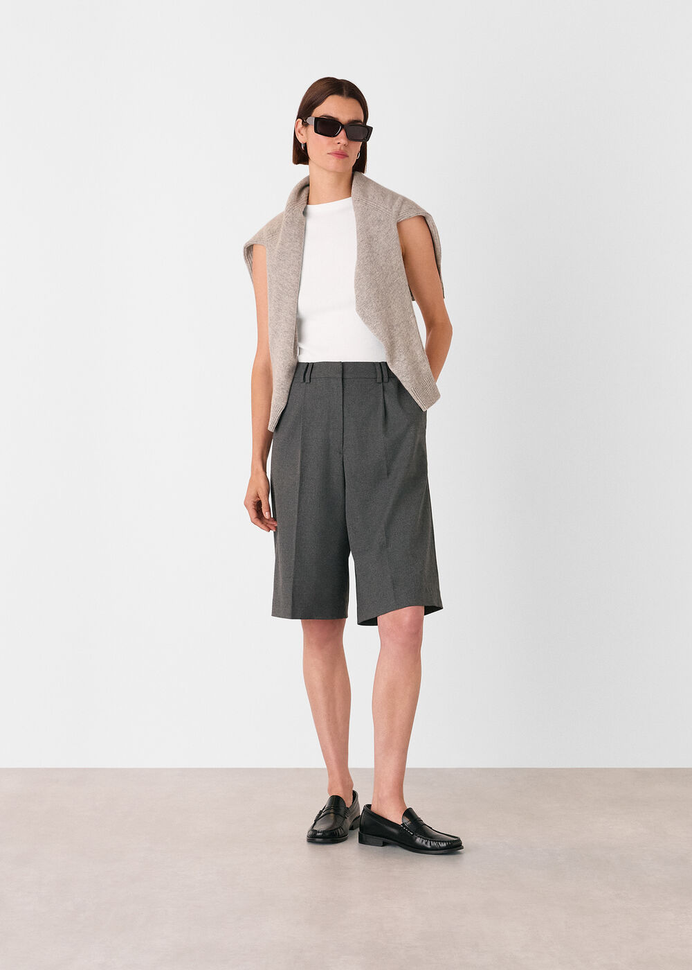High Neck Rib Detail Tee