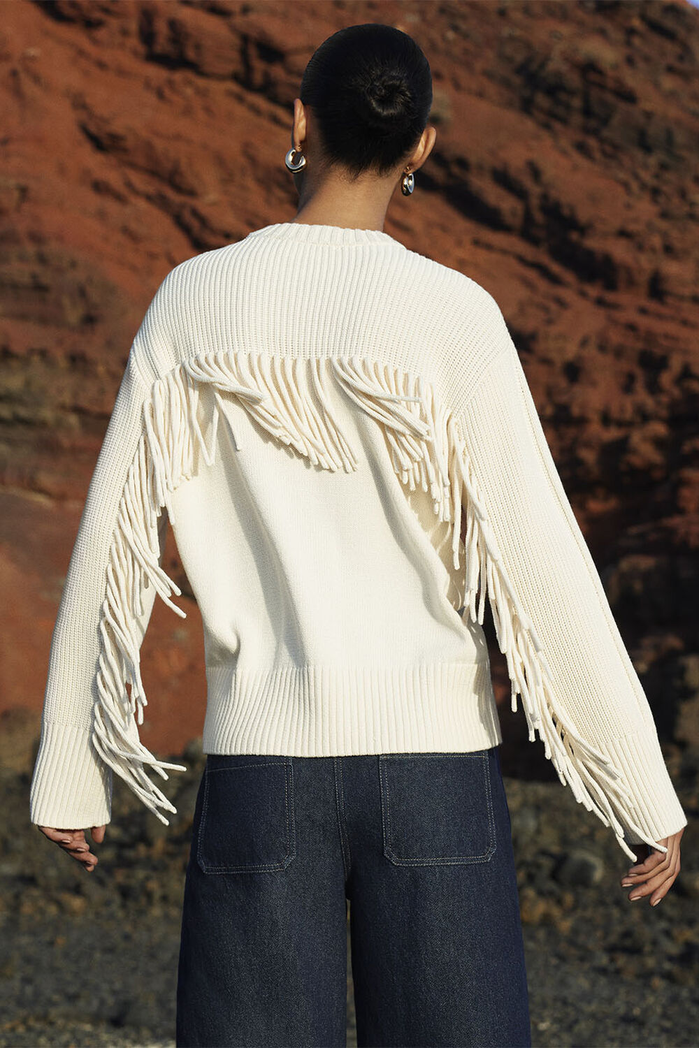 Fringed Rib Detail Sweater