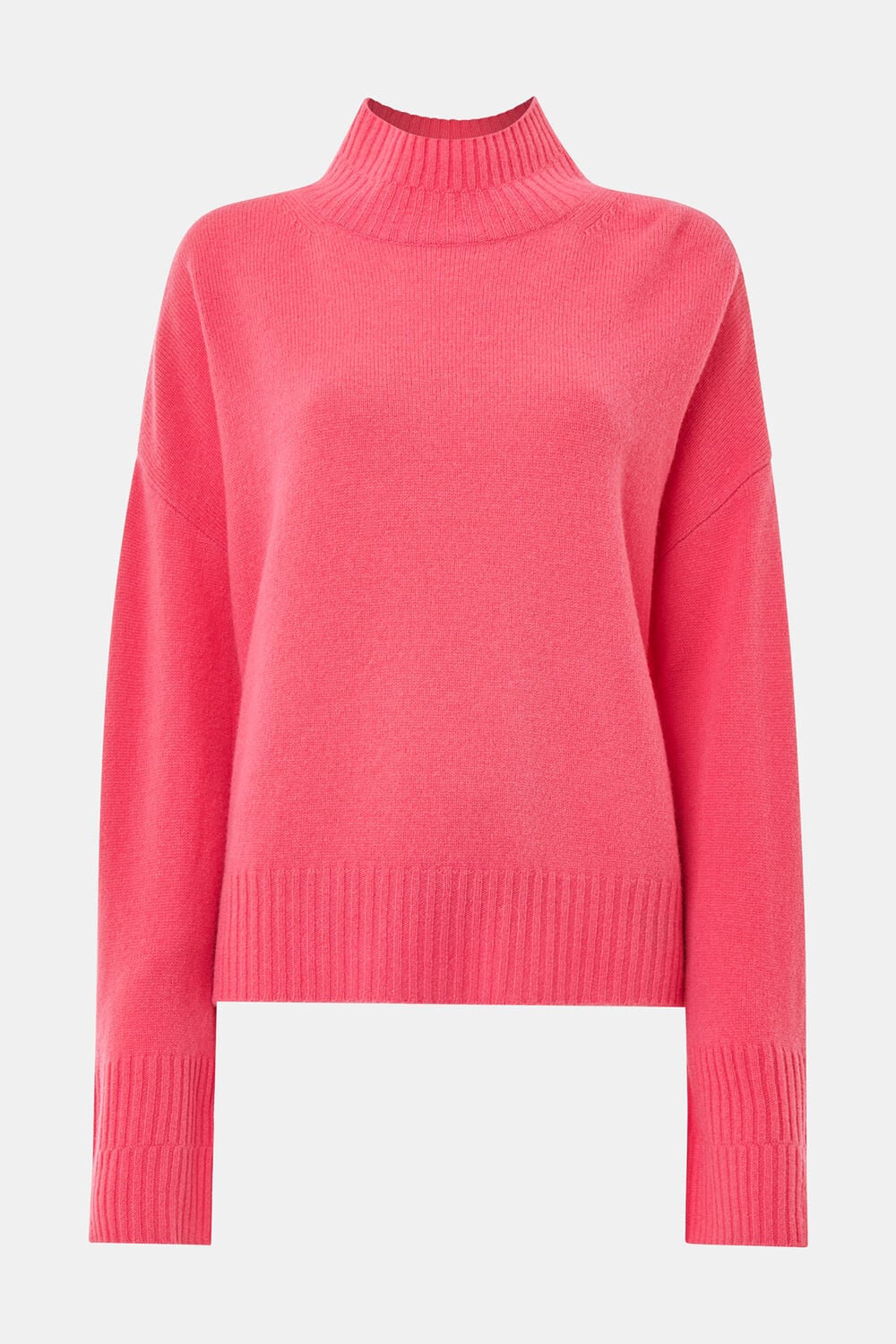 Wool Double Trim Funnel Neck