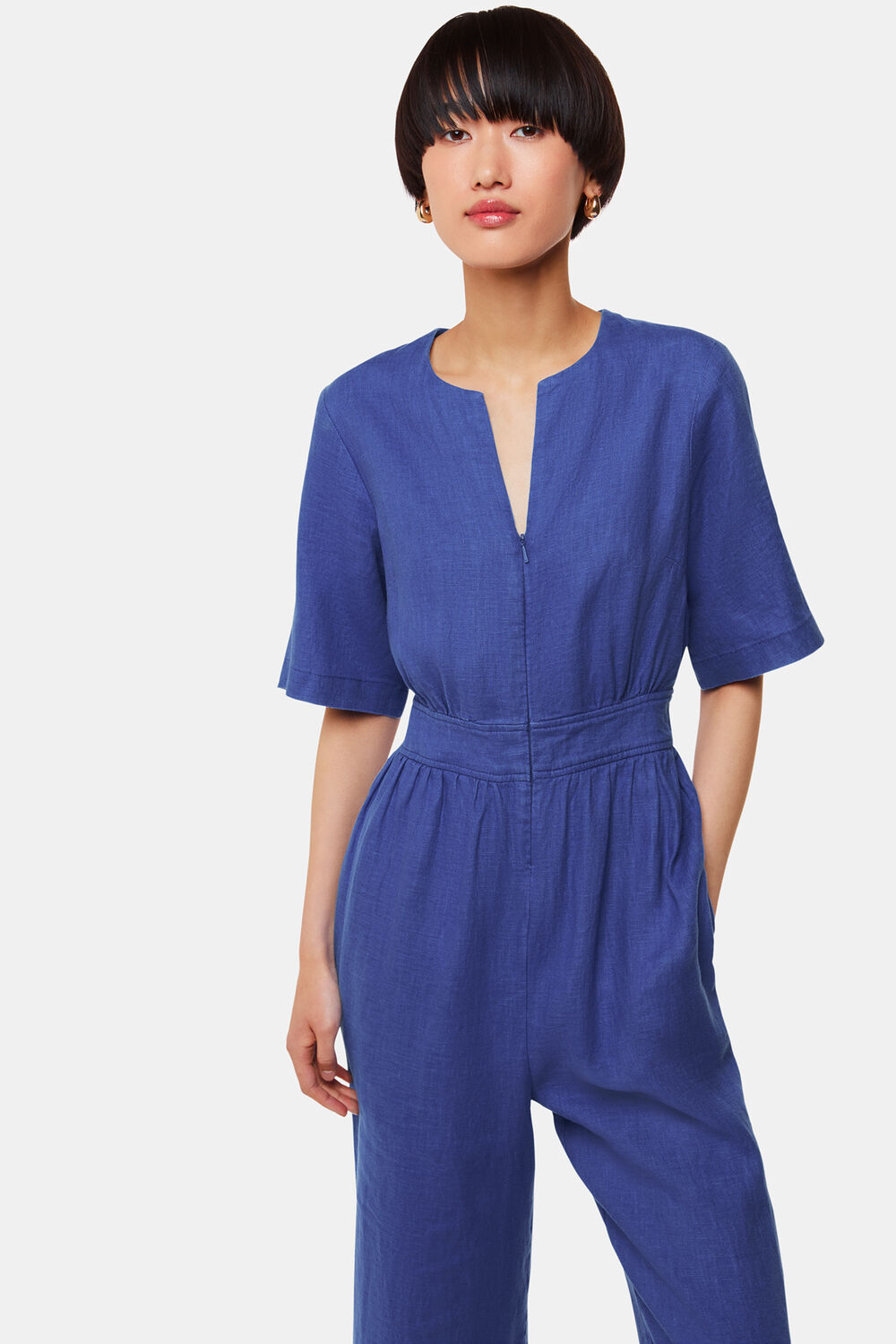Cobalt Blue Cosima Linen Jumpsuit