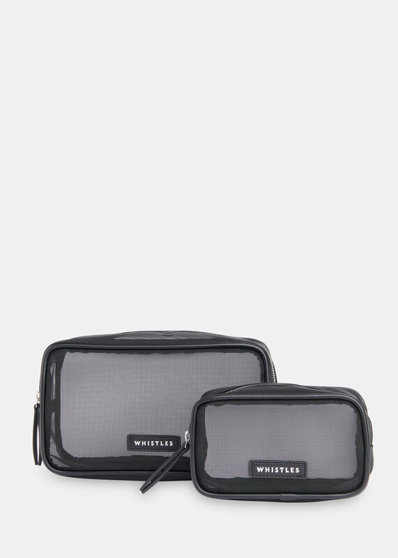 Black Mesh Wash Bag Set