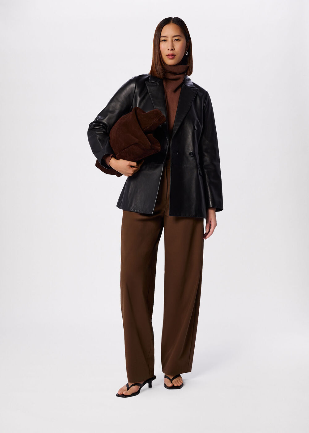 Aliza Waisted Leather Blazer