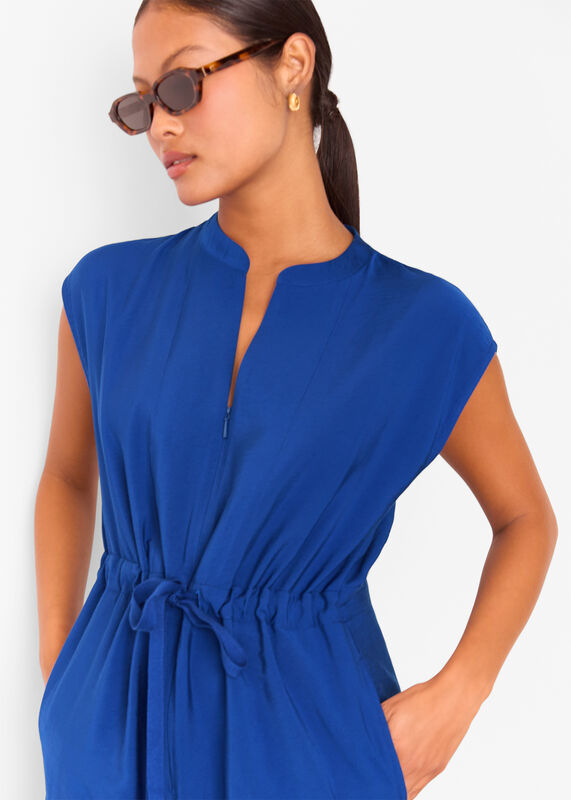 Cobalt Blue Petite Sleeveless Drawstring Jumpsuit