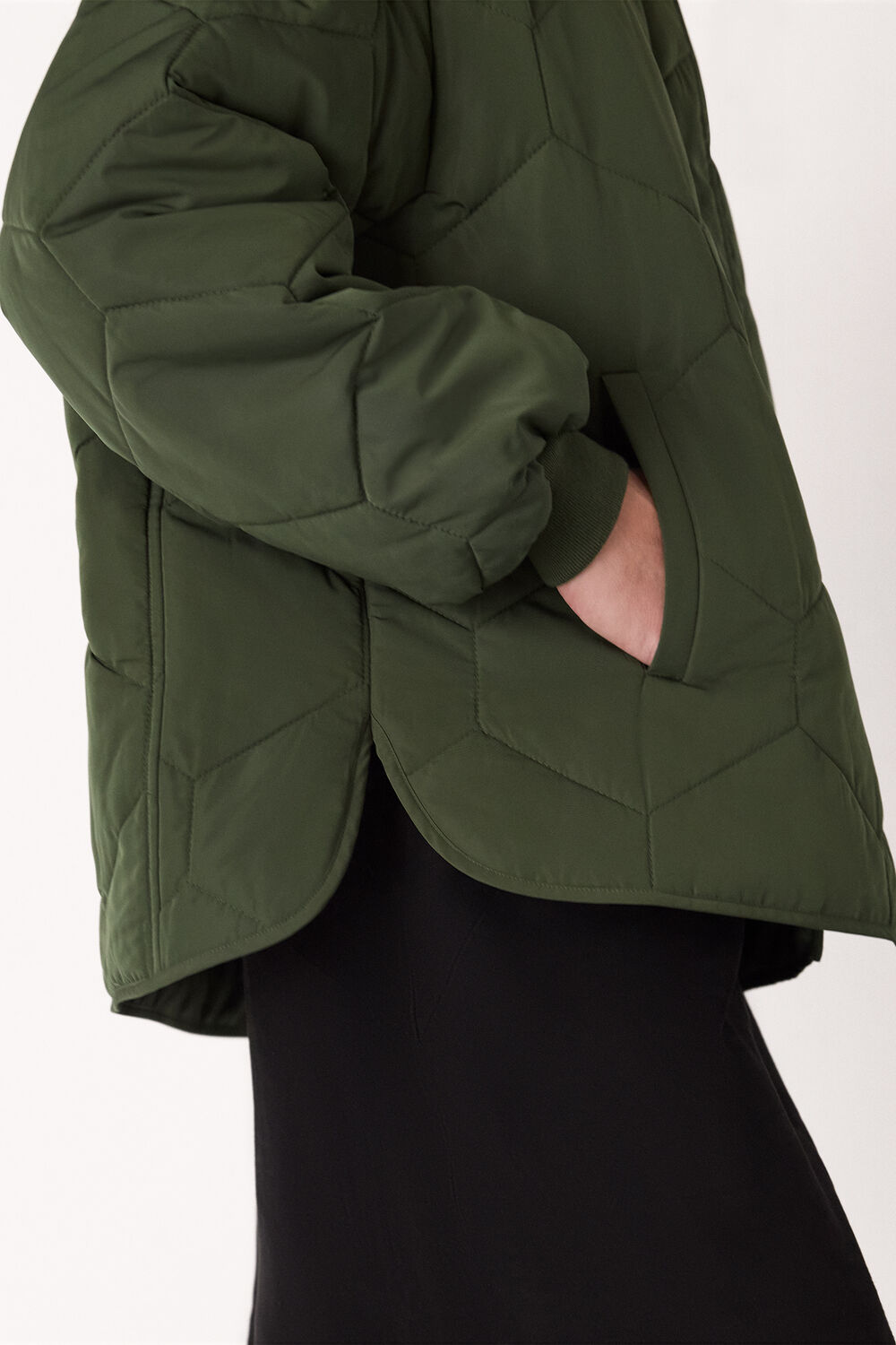Khaki Ida Short Quilted Coat