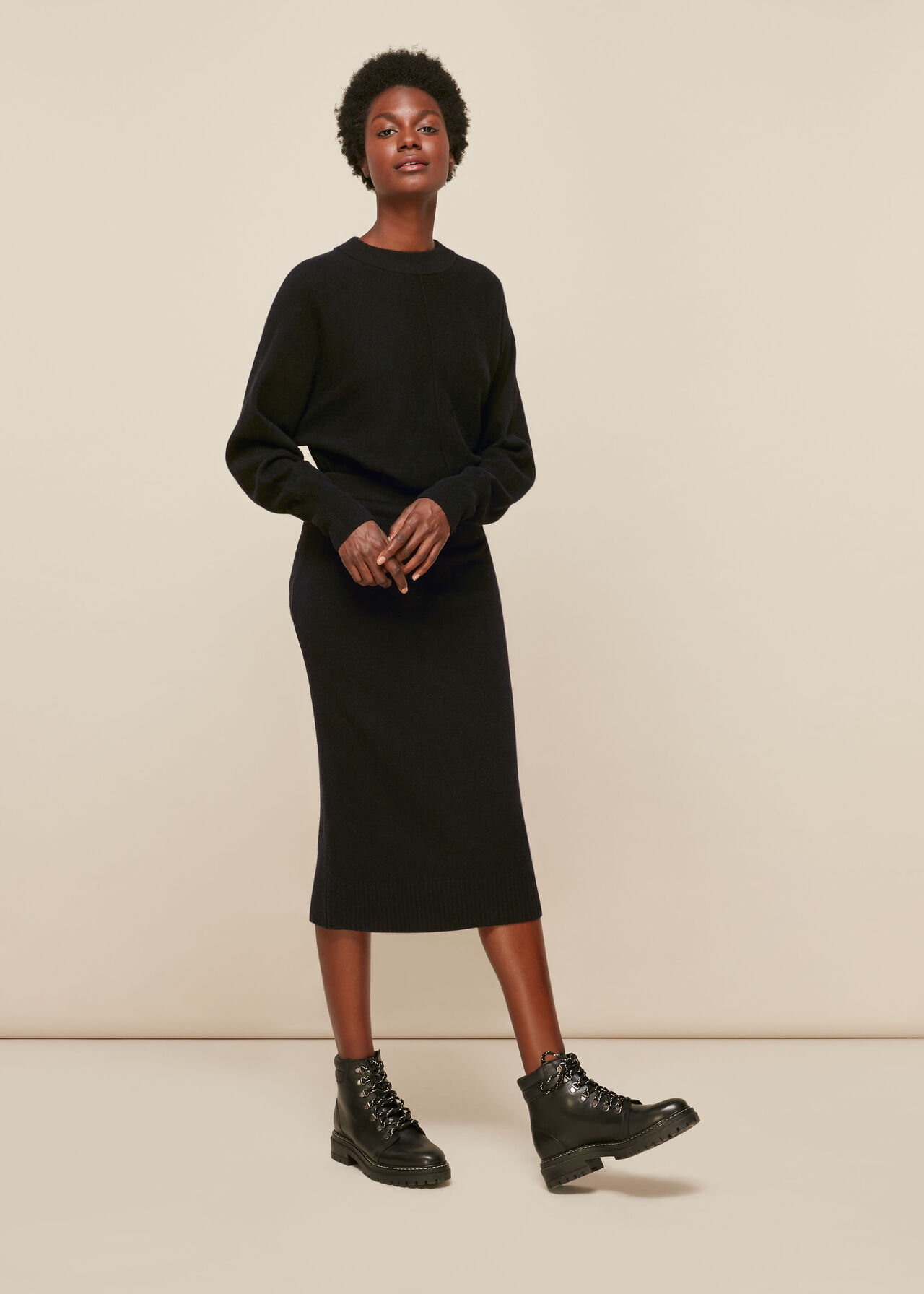Black Knitted Merino Wool Tube Skirt, WHISTLES