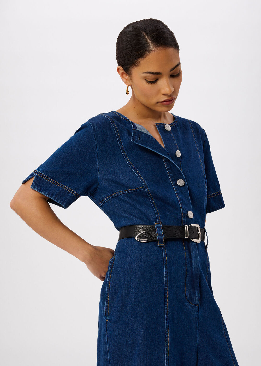 Petite Button Down Jumpsuit