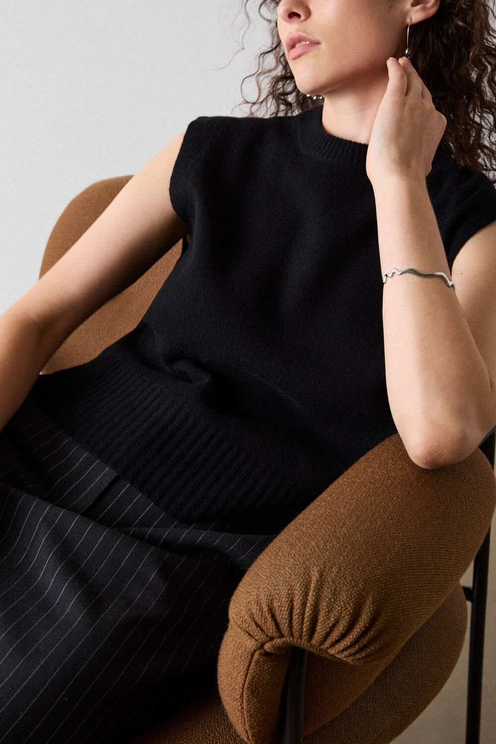 Black Wool Sleeveless Tank