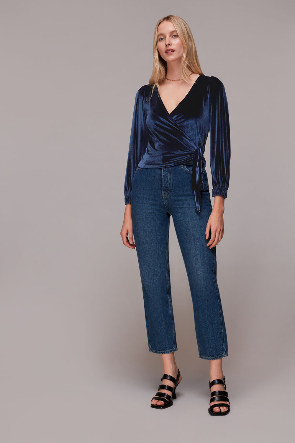 Velvet V Neck Wrap Top