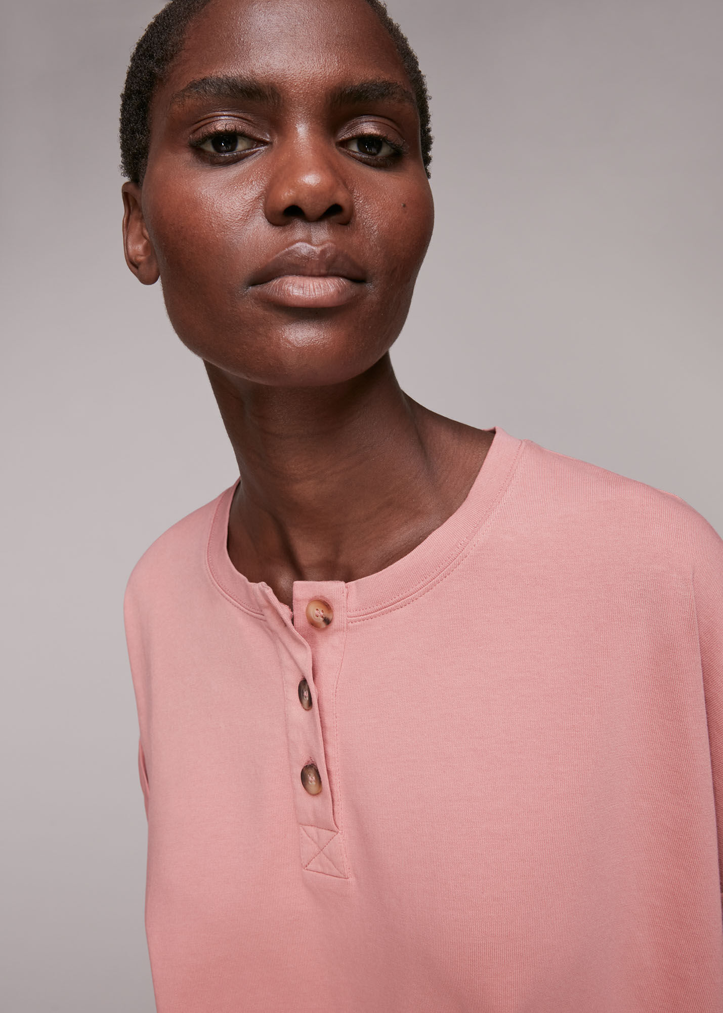 トップス CROSSED RIFLES HENLEY NECK L/S TEE PINK CROSSED RIFLES HENLEY NECK L/S TEE PINK Cotton On Rib knit