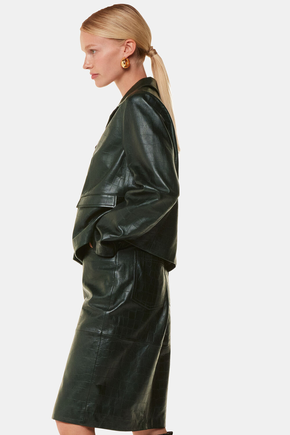 Delia Croc Leather Jacket