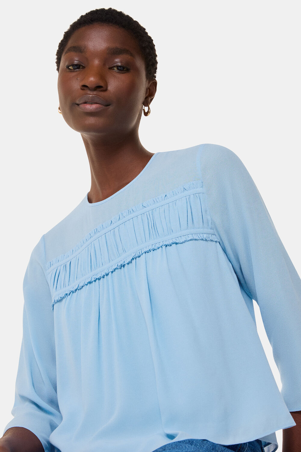 Pale Blue Laya Gather Detail Blouse