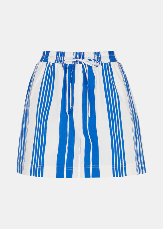 Blue Painted Stripe Shorts