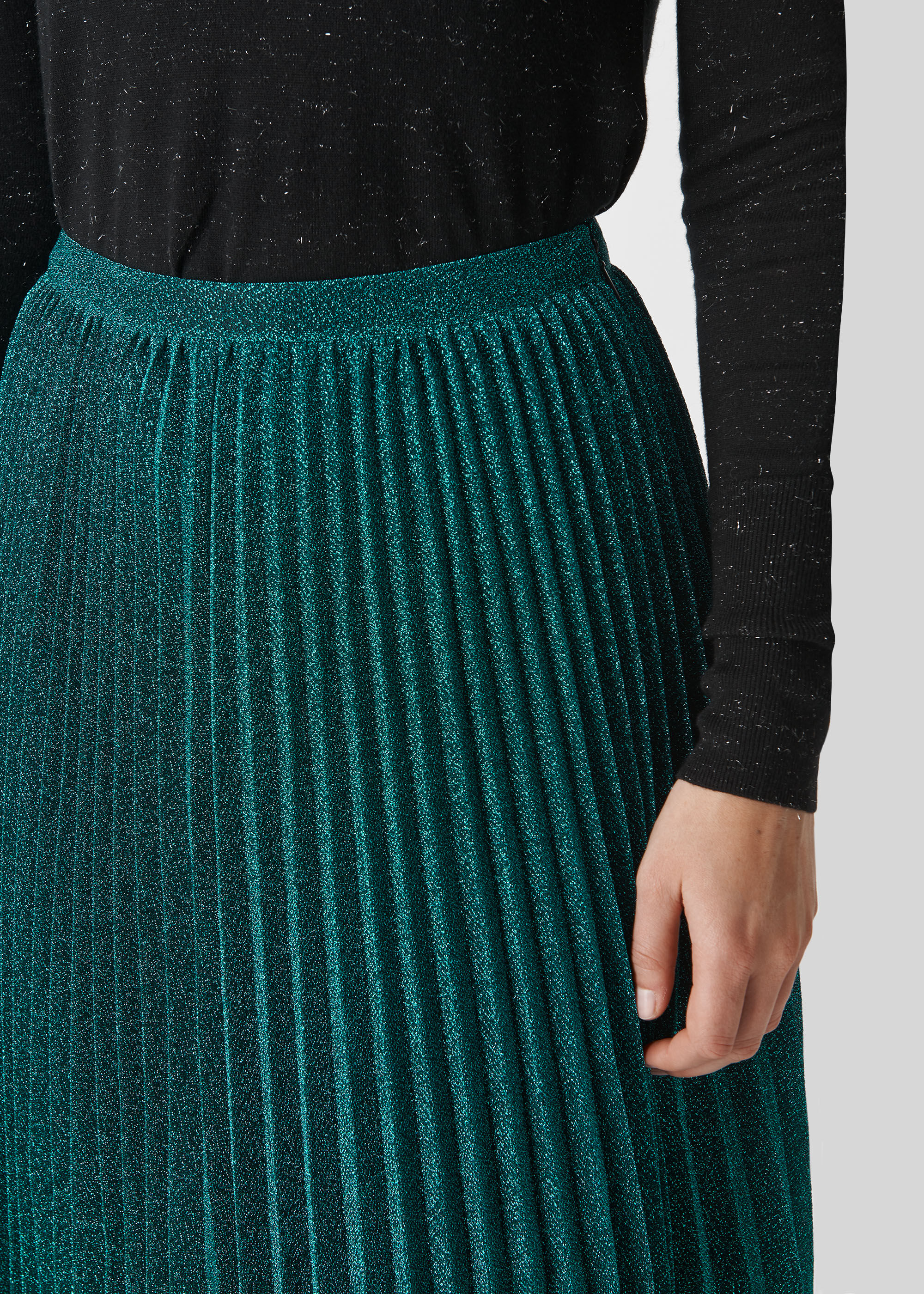 whistles metallic pleated skirt