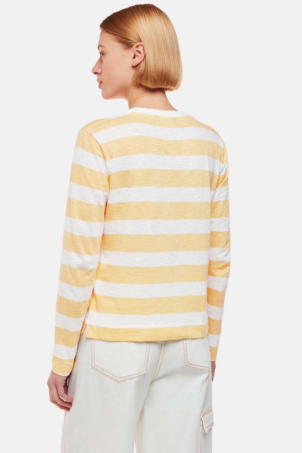 Crew Neck Stripe Pocket Top