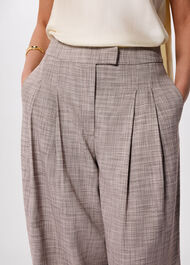 Check Pleat Wide Leg Trouser