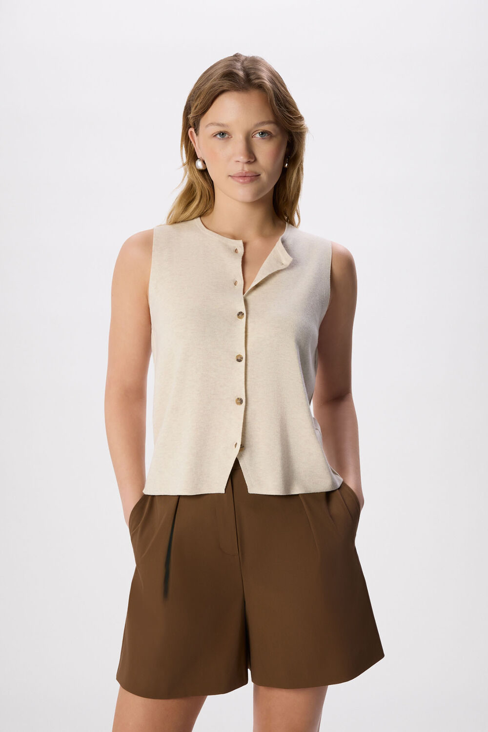 Oatmeal Lucy Button Front Sweater Vest