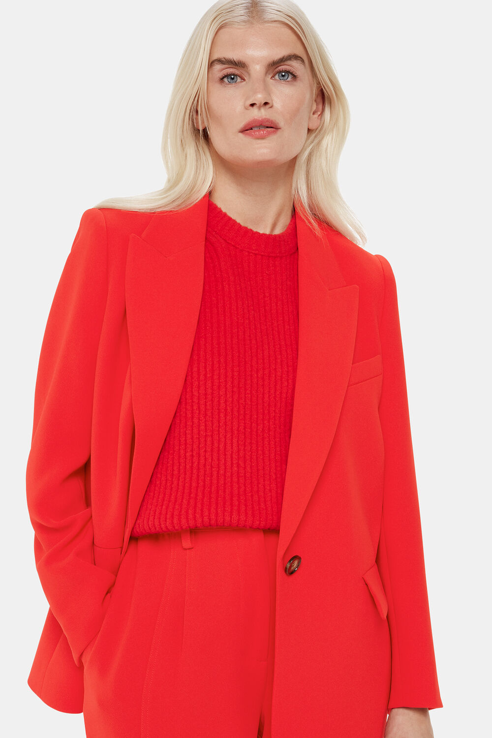 Red Petite Boyfriend Crepe Blazer