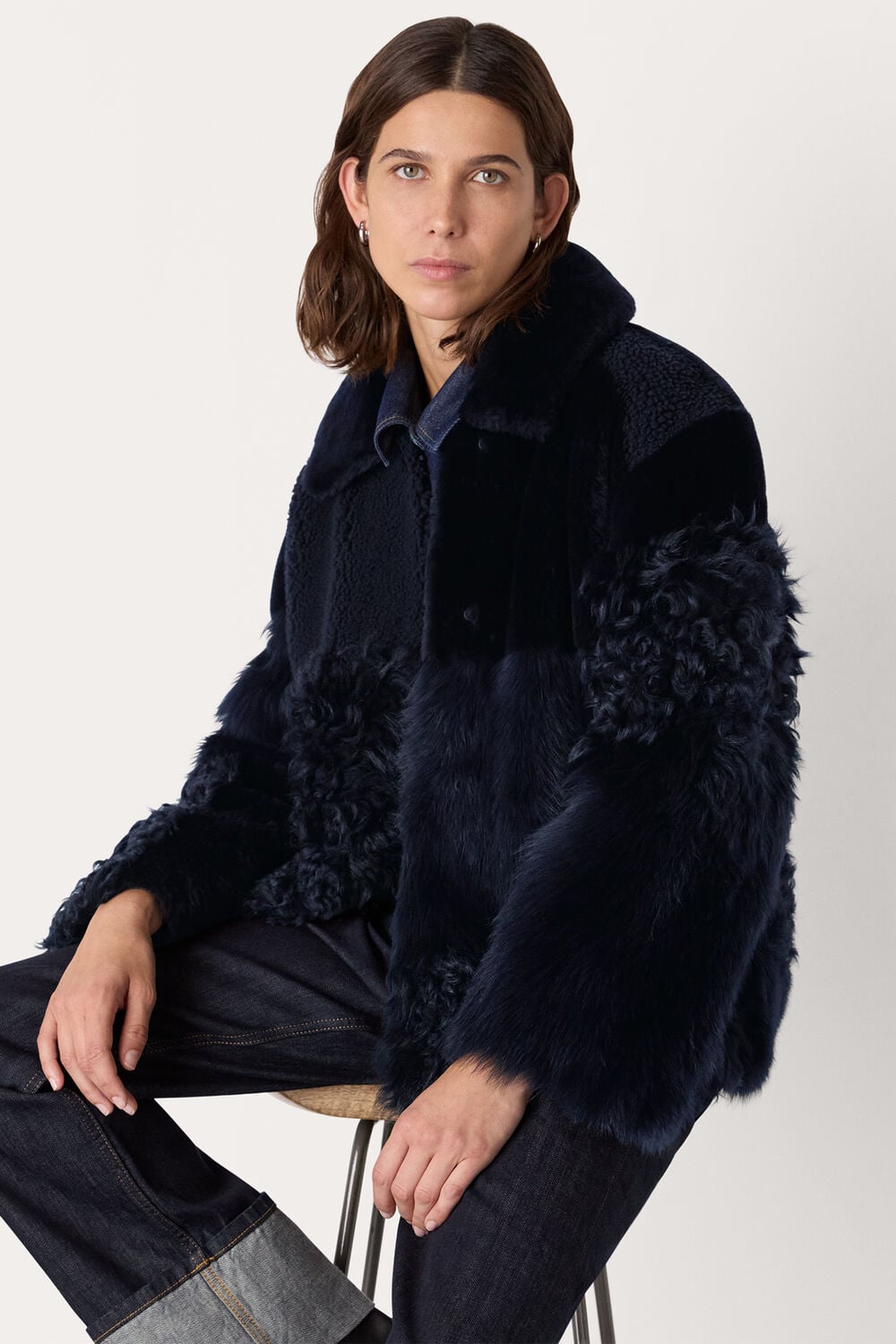 Navy Hema Shearling Coat