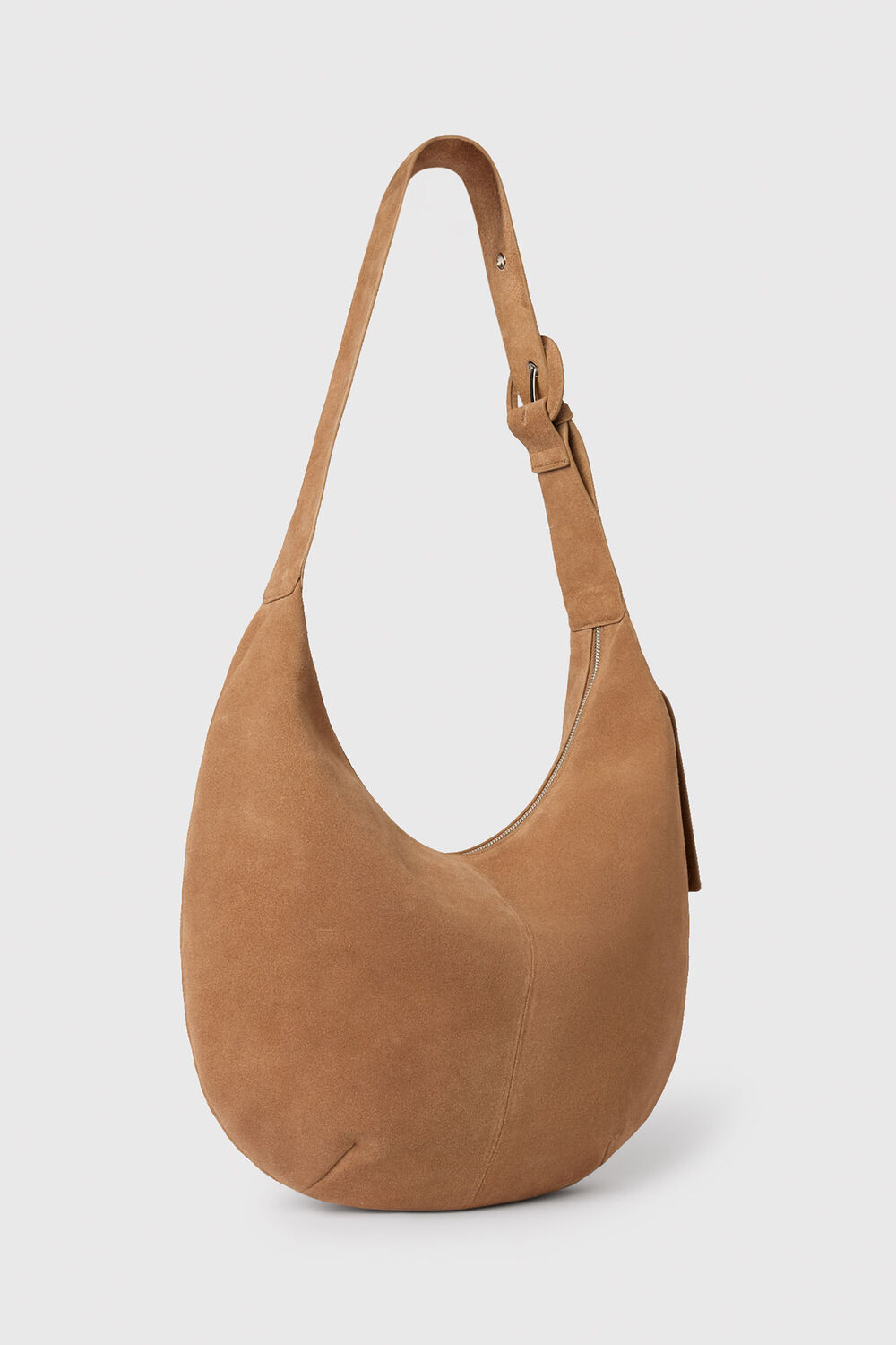 Taupe Large Sia Curved Suede Bag