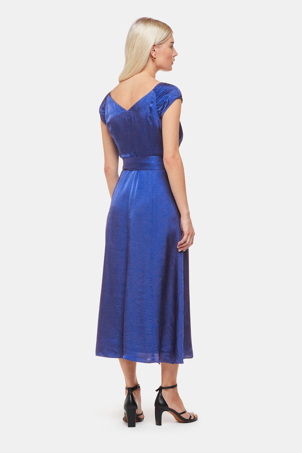 Cobalt Blue Petite Arie Hammered Satin Midi Dress