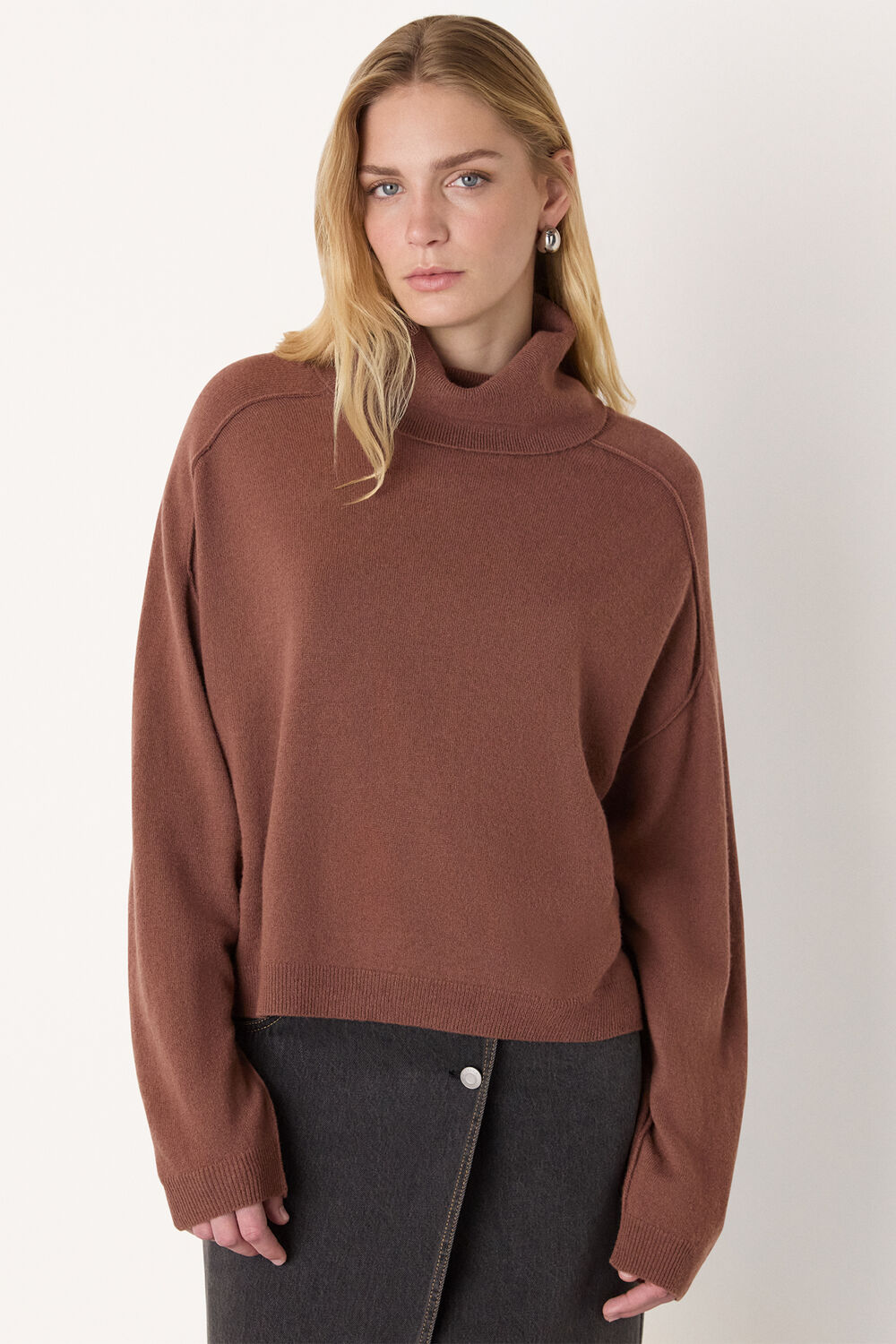 Wool Cowl Neck Knit Jumper