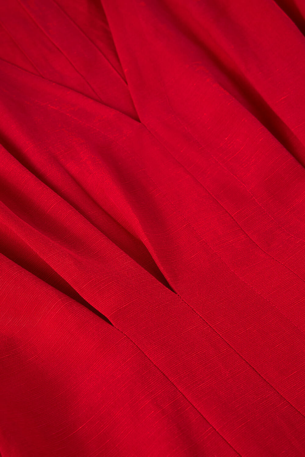 Red Panel Linen Blend Dress