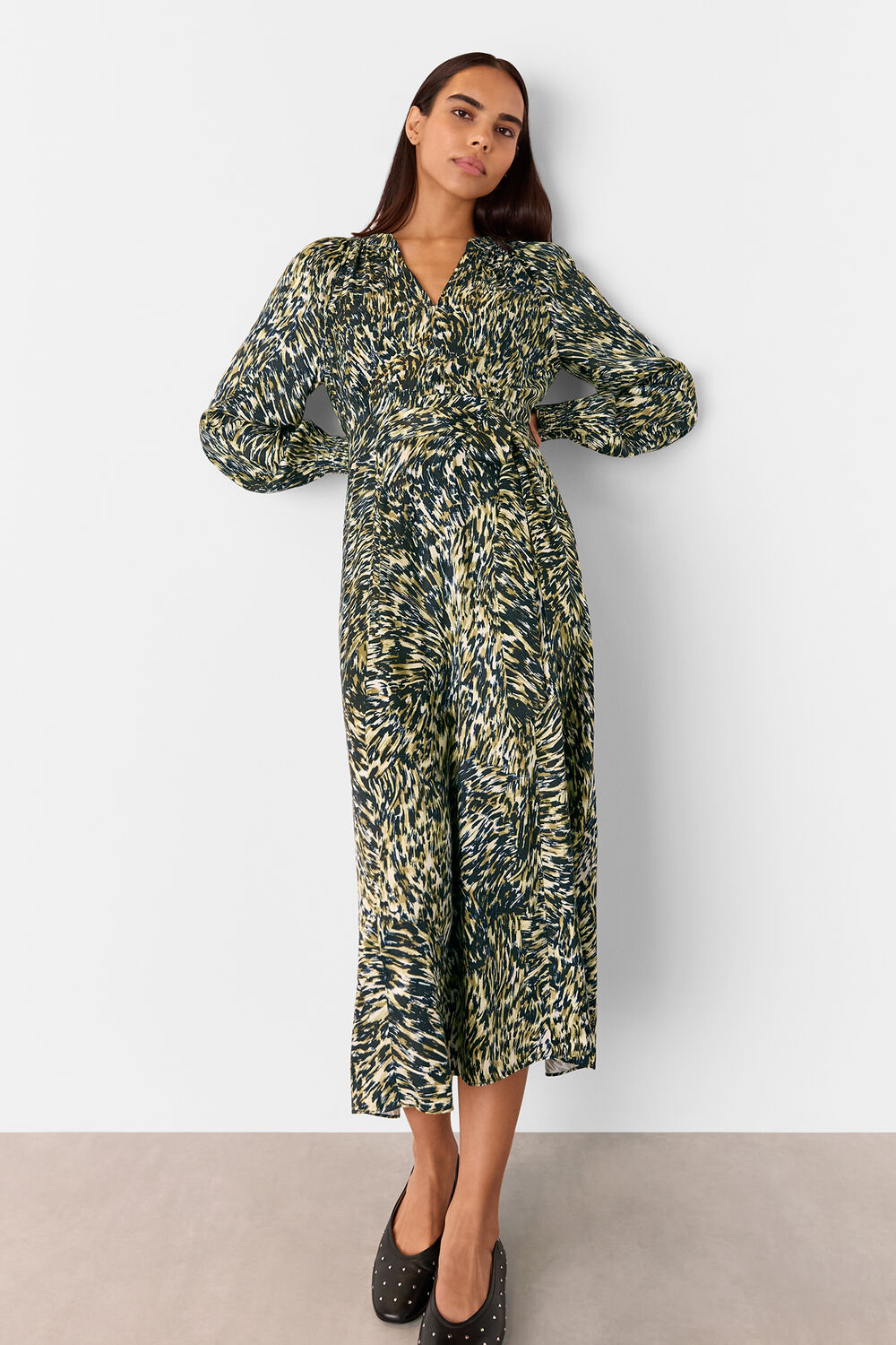 Leopard Swirl Midi Dress