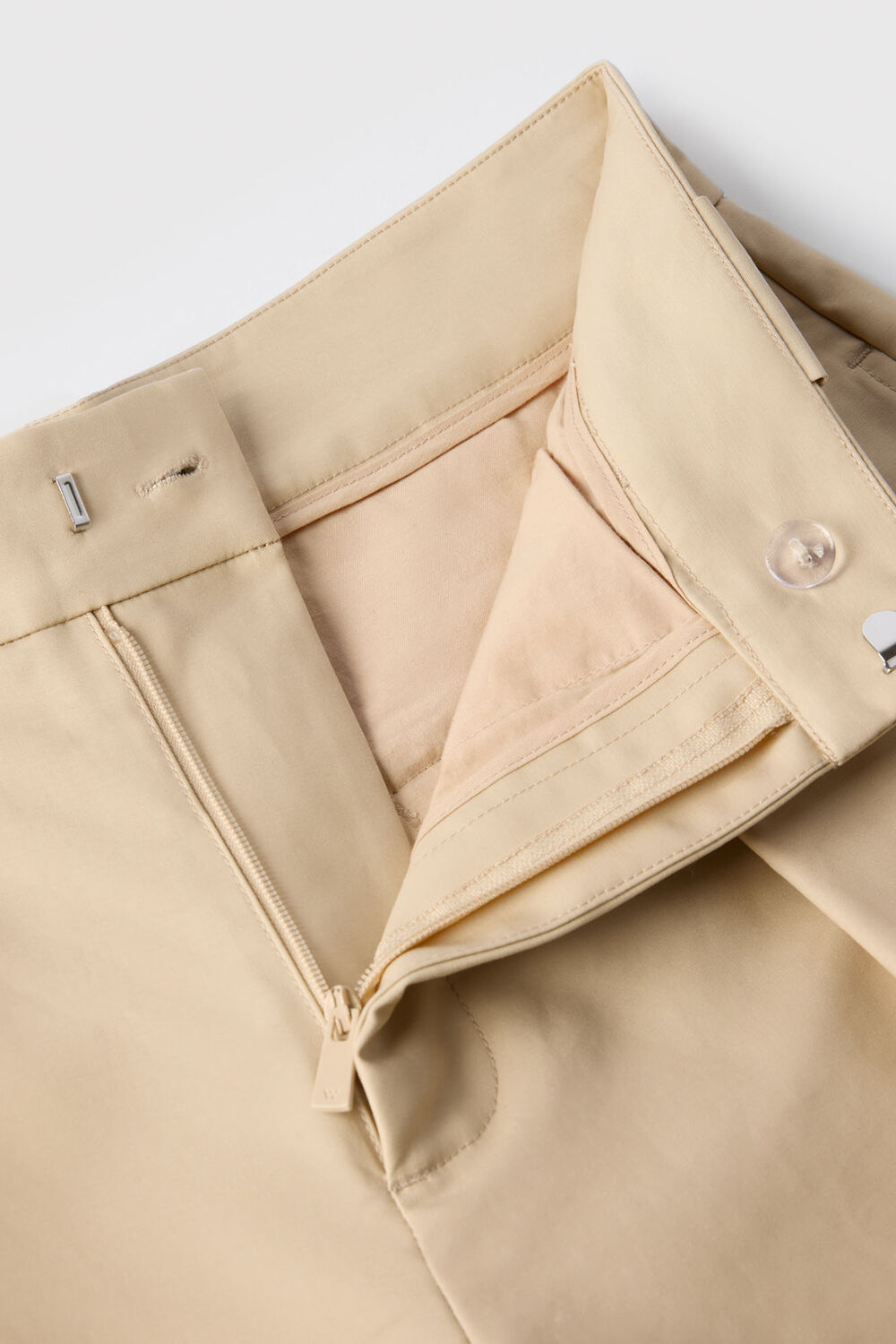 Neutral Cotton Barrel Leg Trouser