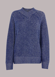 Plated Rib V Neck Jumper