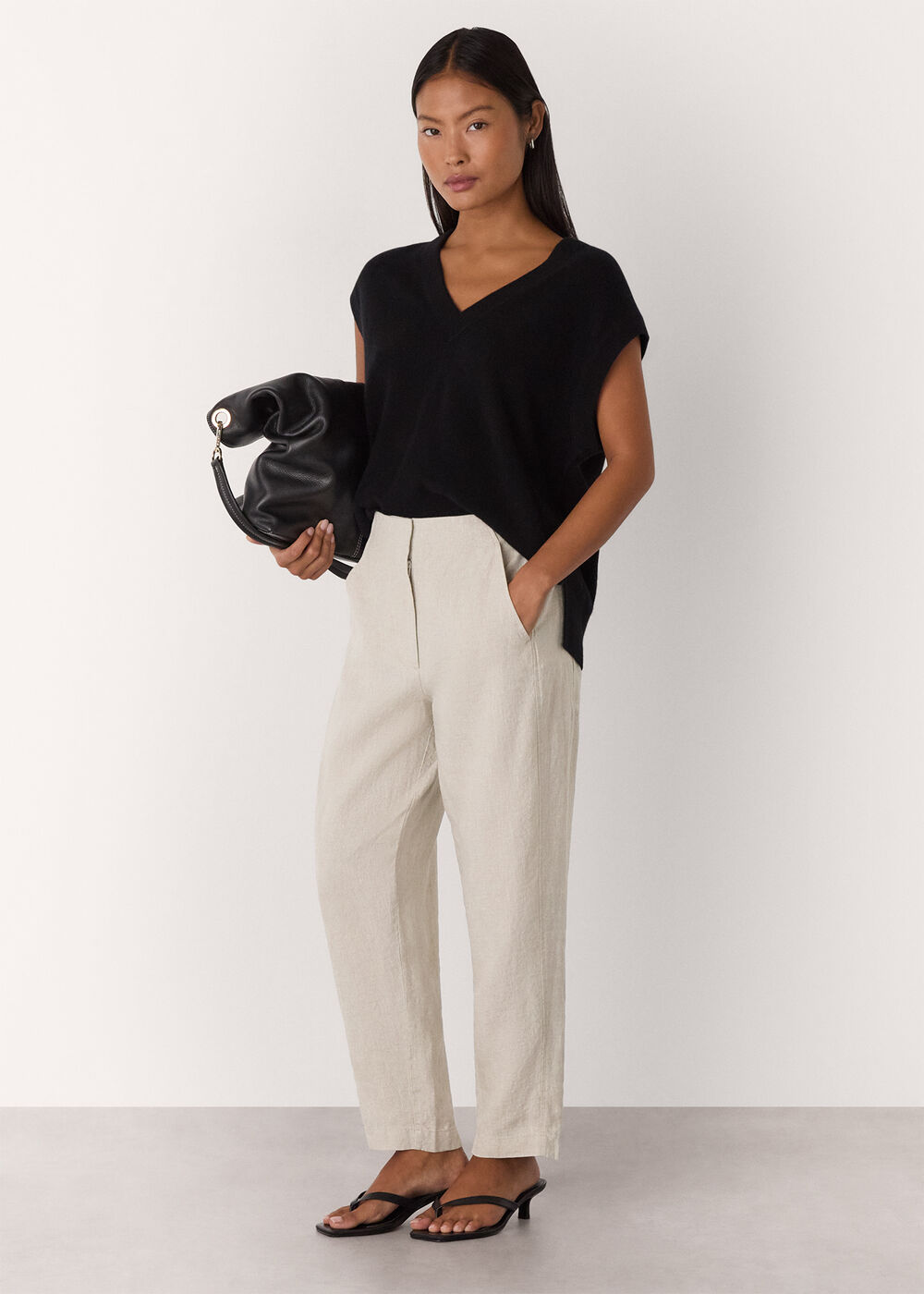 Petite Linen Barrel Trouser