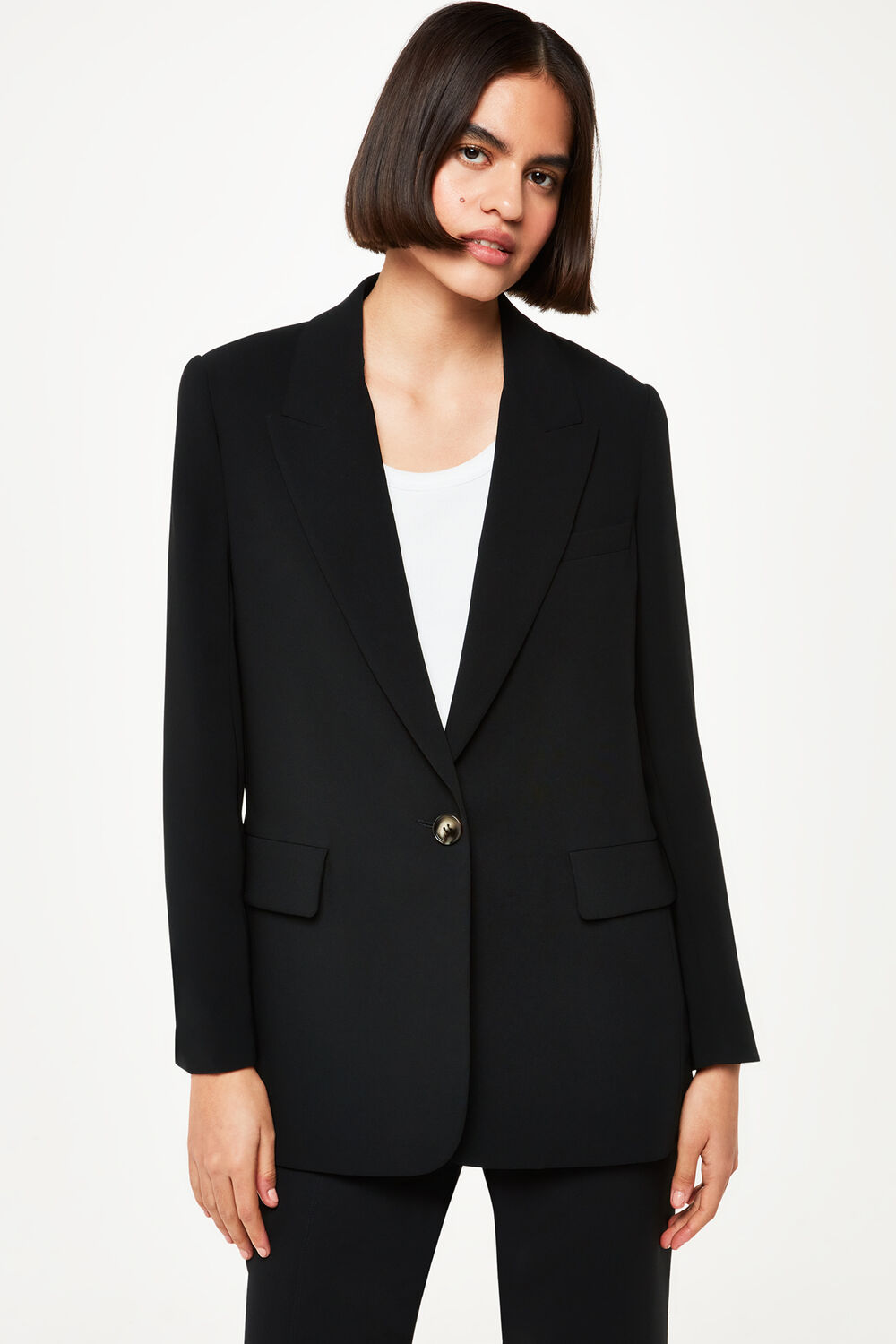Black Crepe Boyfriend Blazer