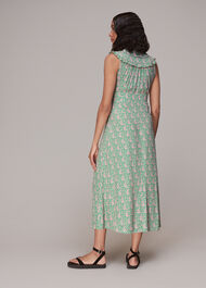 Cut Out Leaf Print Midi Dress