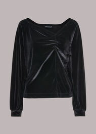 Asymmetric Neck Velvet Top