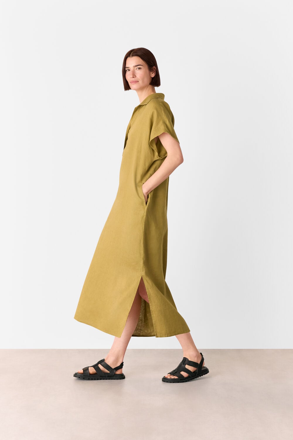 Olive Maddie Linen Shirt Dress