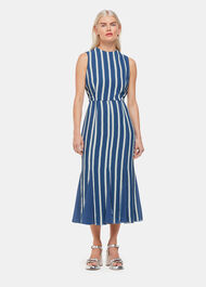 Petite Eliza Stripe Print Midi Dress