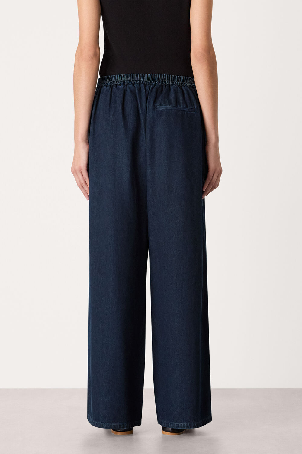 Cotton Wide Leg Pleat Trouser