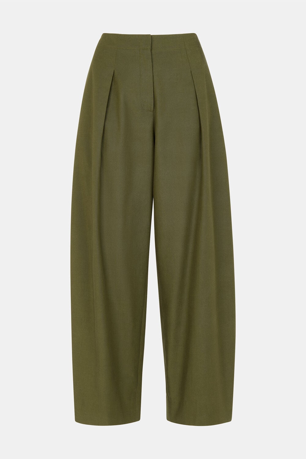 Khaki Pleat Front Barrel Trouser