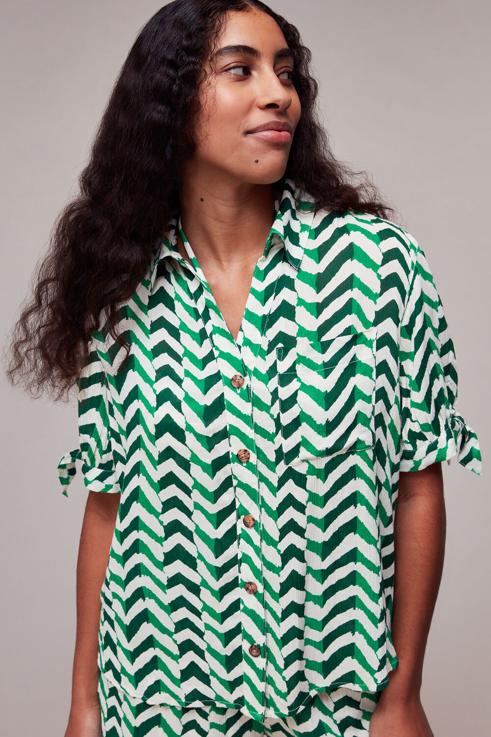 Chevron Tie Sleeve Beach Shirt