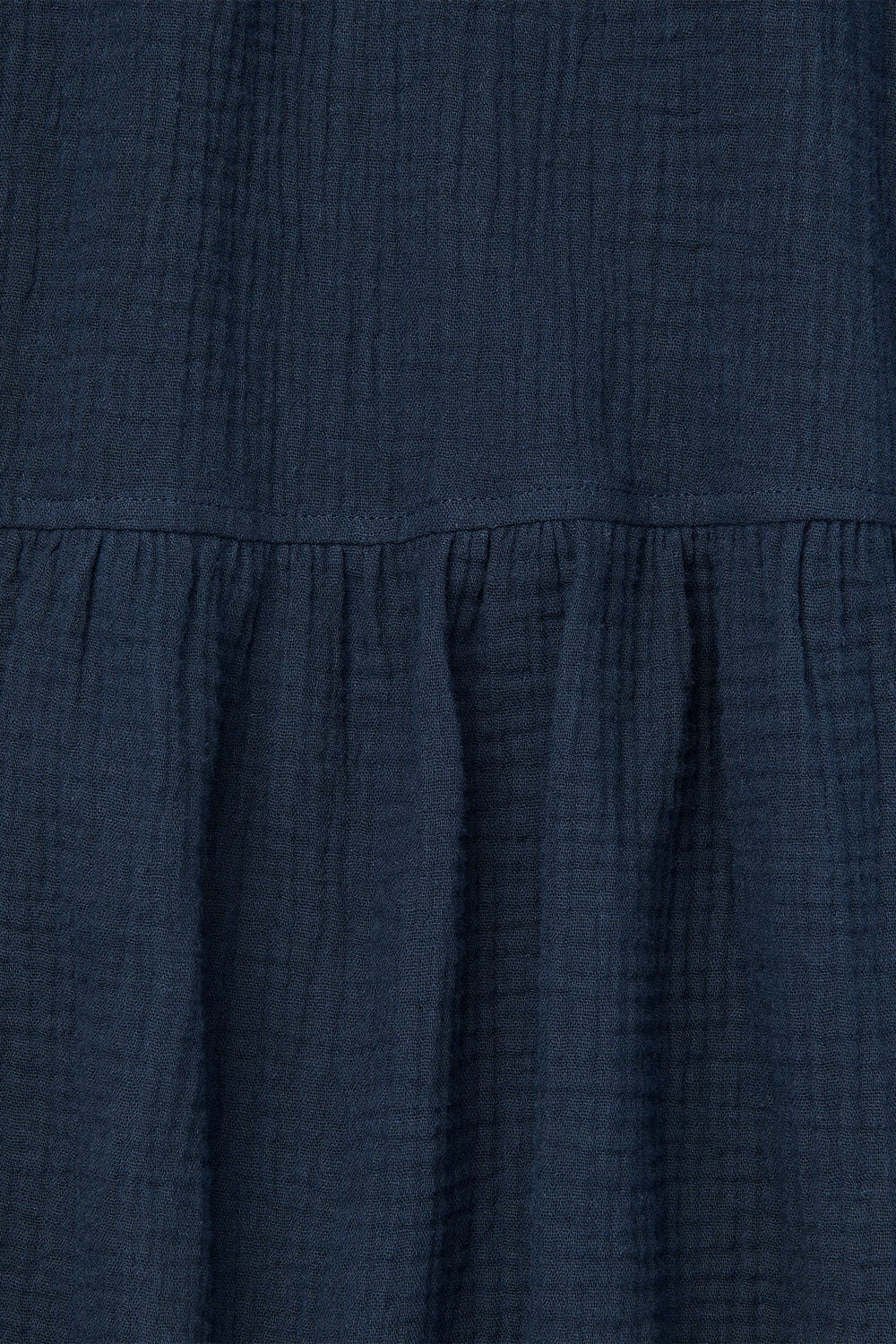 Navy Textured Cotton Midi Dress