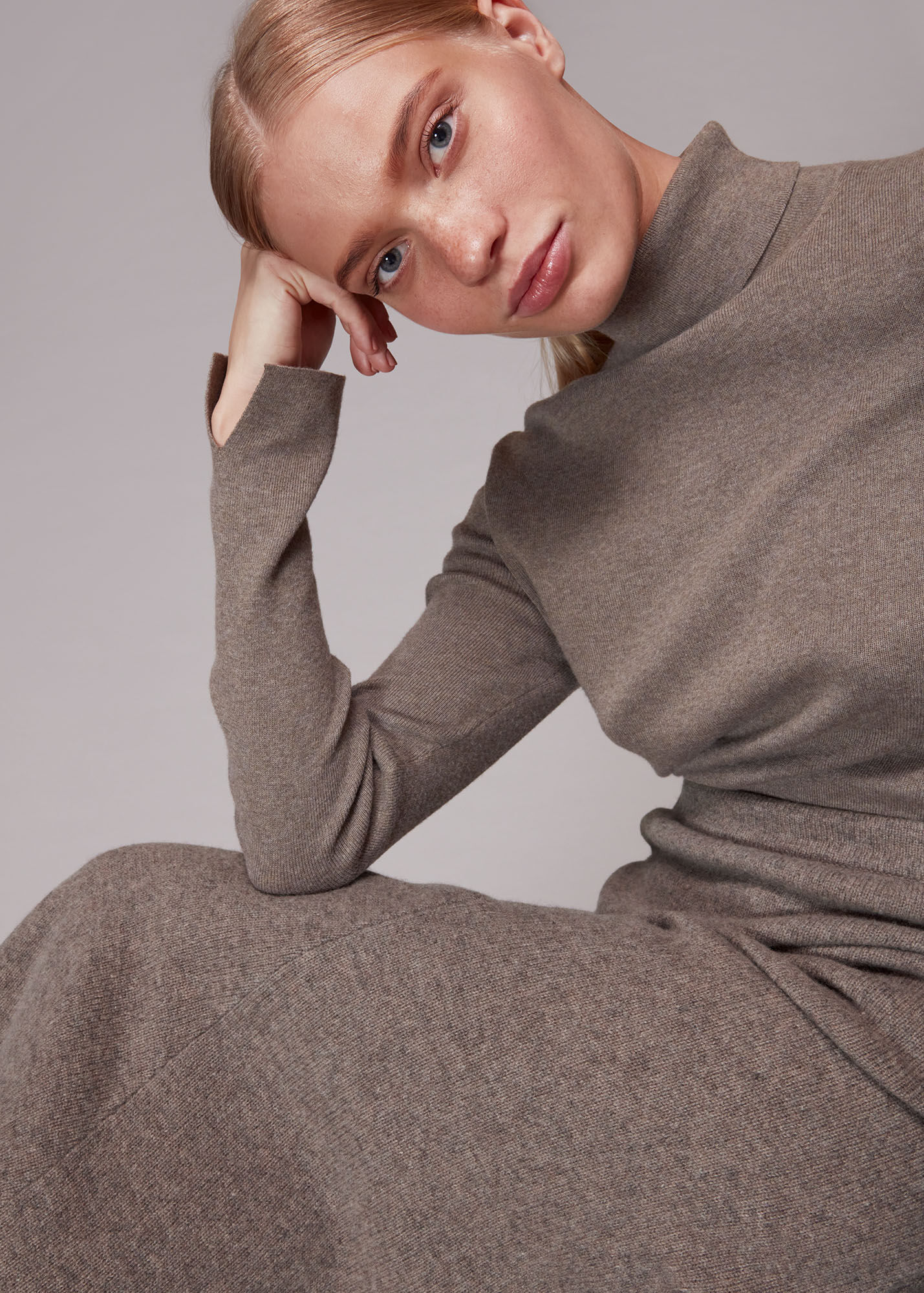 Oatmeal Flare Detail Knitted Skirt WHISTLES