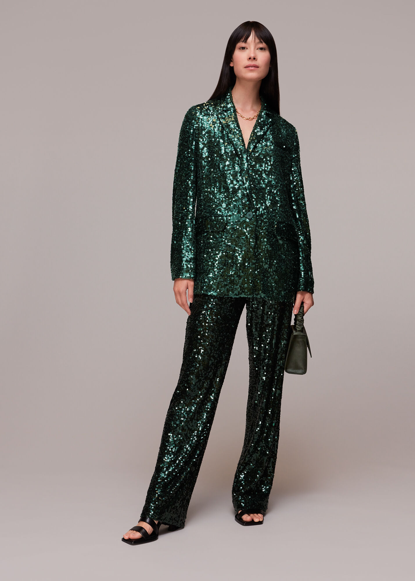 Green clearance sequin blazer