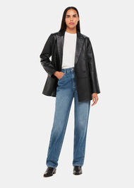 Aliza Waisted Leather Blazer