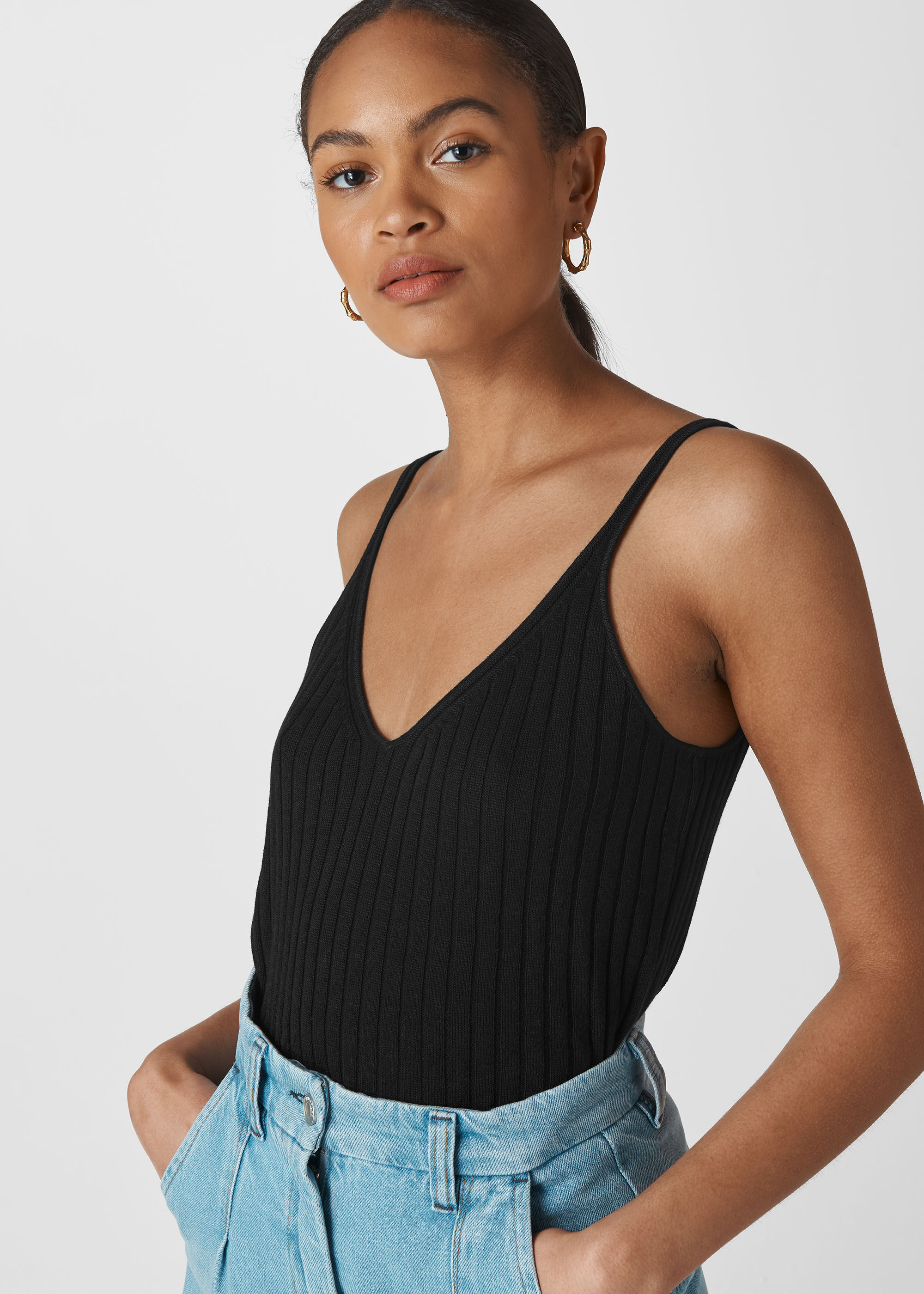 独特の上品 Detail Rib Knit | Cami トップス