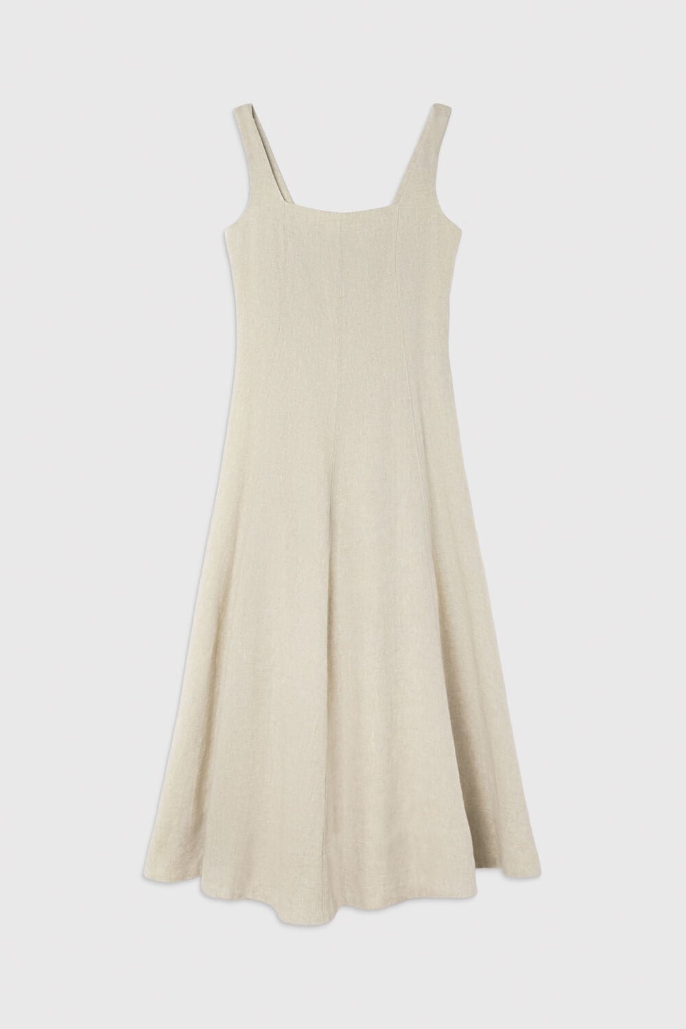 Oatmeal Fit and Flare Linen Dress