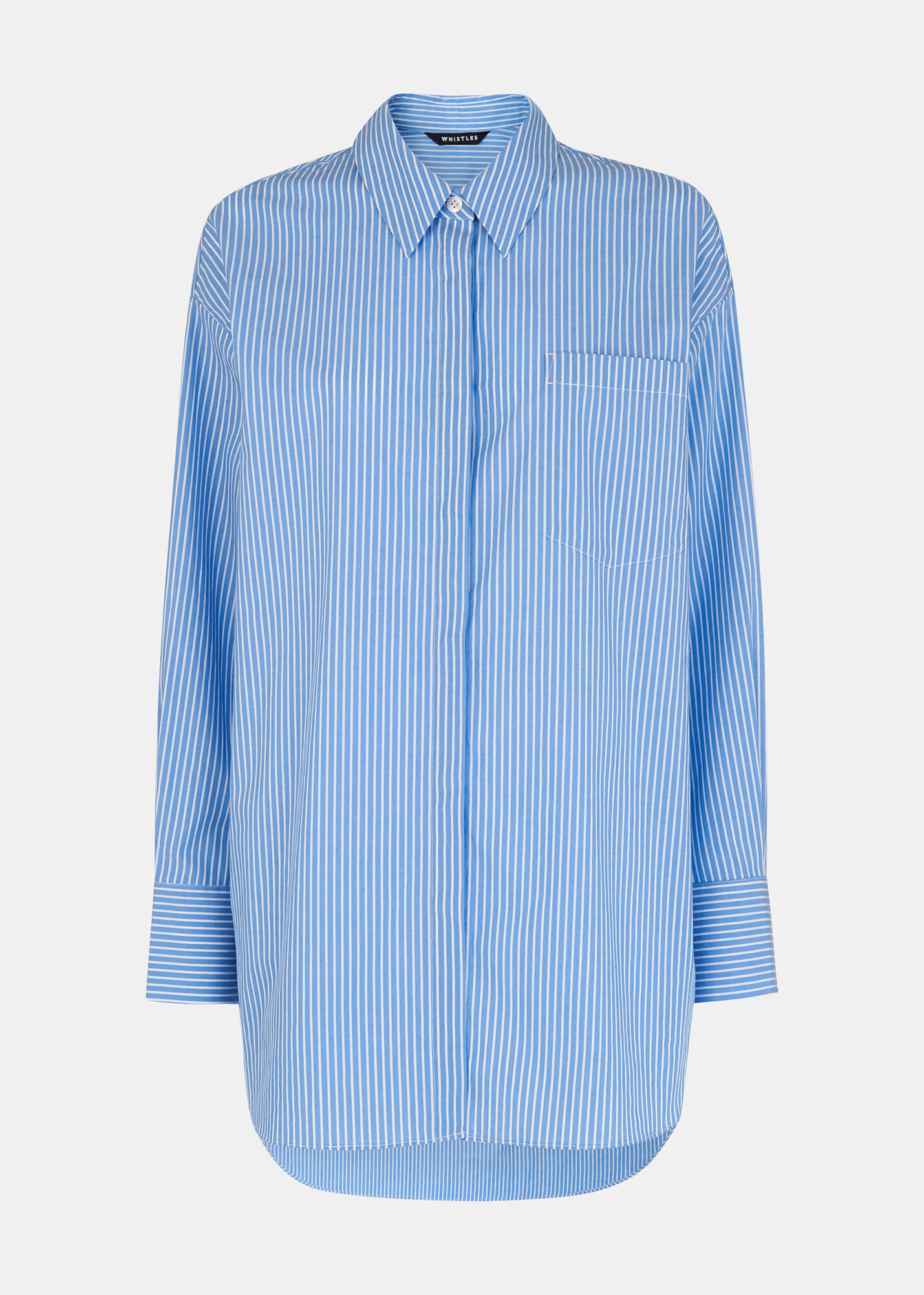 Blue/Multi Stripe Oversized Shirt | WHISTLES |